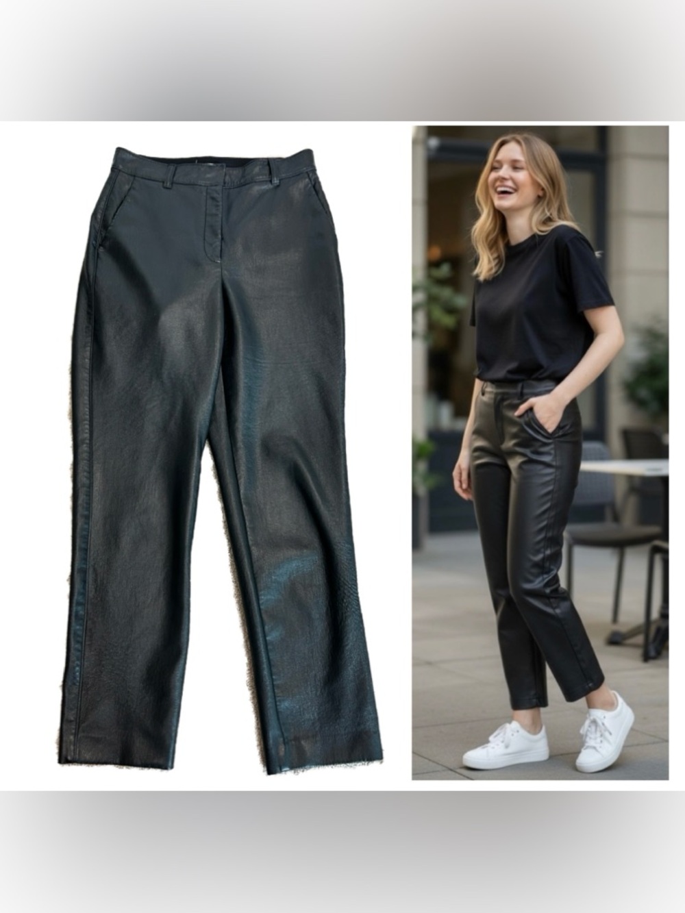 Aritzia Babaton black leather pants Sz 8 pleather vegan high rise